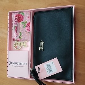 Juicy Couture wristlet, key ring, card wallet gift set